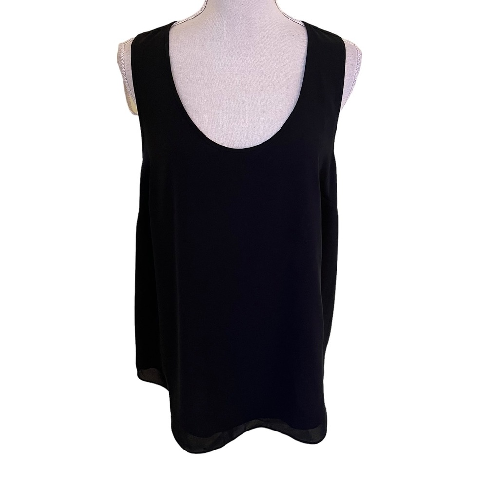 Vince Camuto Black Georgette Tank with Back Lace Inset L